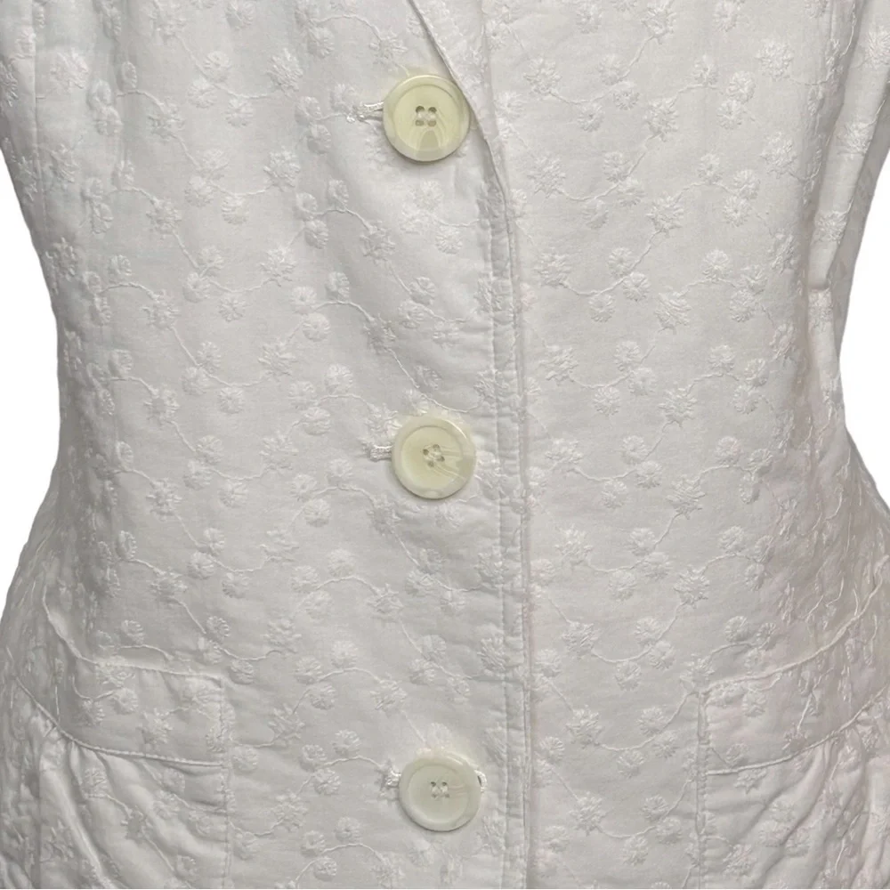 VINTAGE STYLE & CO. Jacket Blazer Ruched details White Floral Size 16 Like new - Picture 6 of 12